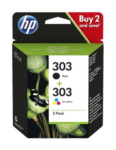 HP 303 Preto + Cor Pack de 2 Cartuchos de Tinta Originais - 3YM92AE