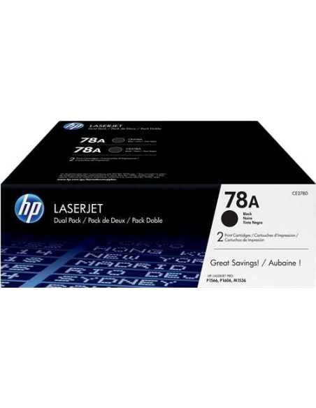 HP CE278A Preto Pacote de 2 Cartuchos de Toner Originais - 78A