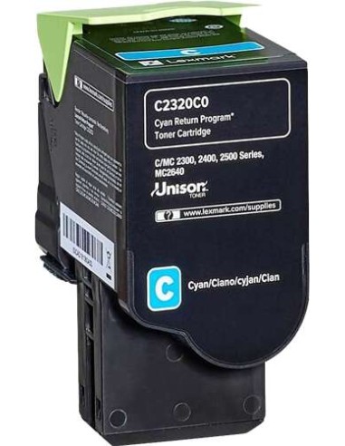 Cartucho de Toner Original Lexmark C2325/C2425/C2535/MC2325/MC2425/MC2535/MC2640 Ciano - C2320C0