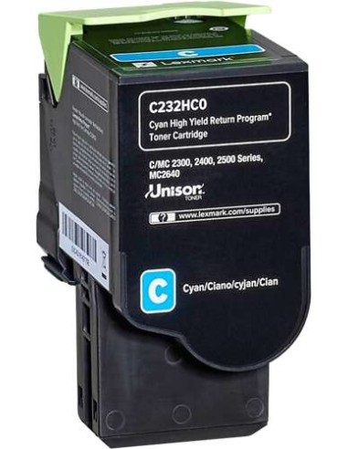 Lexmark C2325/C2425/C2535/MC2325/MC2425/MC2535/MC2640 Ciano Cartucho de Toner Original - C232HC0