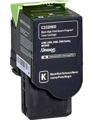 Lexmark C2325/C2425/C2535/MC2325/MC2425/MC2535/MC2640 Preto Cartucho de Toner Original - C232HK0
