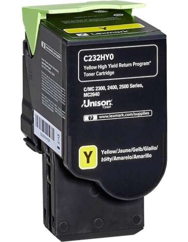 Cartucho de Toner Original Lexmark C2325/C2425/C2535/MC2325/MC2425/MC2535/MC2640 Amarelo - C232HY0
