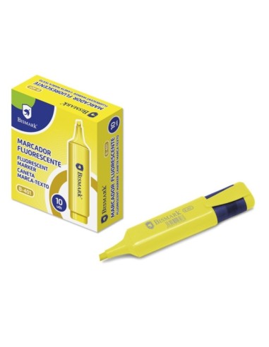 Marcador Fluorescente Bismark - Ponta Biselada 1 - 5mm Aprox - Tinta à Base de Água - Cor Amarela