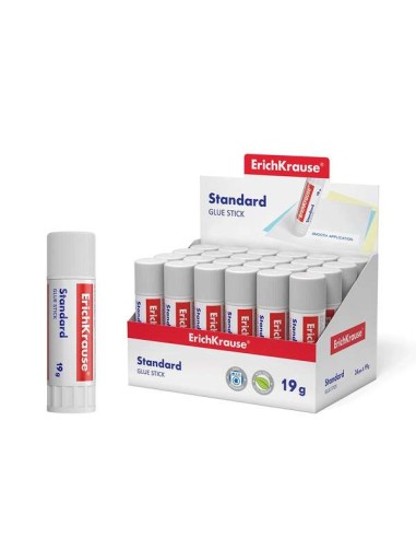Erichkrause Cola em Bastão Standard 19g - Colagem Rápida e Confiável - Fácil de Limpar com Água - Não Tóxico - Adequado para Pa