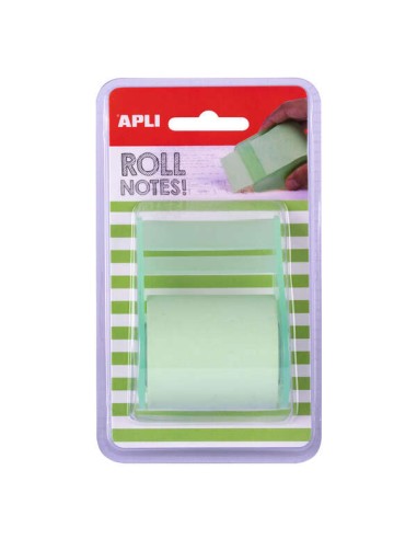 Apli Rolo Dispensador de Nota Adesiva 50mm x 8m - Fácil de Usar - Adesivo de Qualidade - Prático e Portátil - Verde Pastel