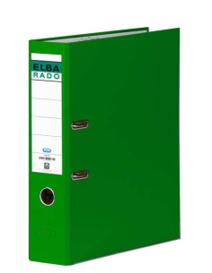 Elba Chic Arquivador de Alavanca Tamanho Fólio - Lombada de 80mm - Com Olhal e Rado - Revestido Externamente em PVC - Cor Verde