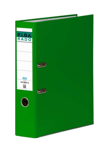 Elba Chic Arquivador de Alavanca Tamanho Fólio - Lombada de 80mm - Com Olhal e Rado - Revestido Externamente em PVC - Cor Verde