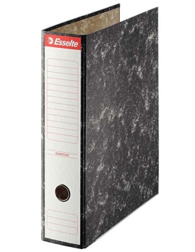 Esselte Arquivador de Alavanca - Cartão - Formato Folio - Lombada 75mm - Capacidade para 500 Folhas - Cor Preto Jaspeado