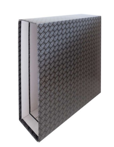 Elba Caixas para Arquivadores e Pastas de Anéis - Tamanho Fólio - Lombo de 85mm - Material de Cartão Plastificado - Cor Preto