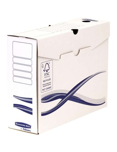 Fellowes Bankers Box Basic Pacote de 25 Caixas de Arquivo Definitivo A4+ 100mm - Montagem Manual - Papelão Reciclado Certificaç