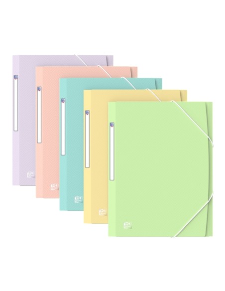 Oxford Urban A4+ Pasta com Elásticos e 3 Abas A4+ - Lombada 15mm Expansível até 25mm - Cores Pastel Sortidas