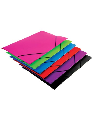 Mariola Pasta de Polipropileno com Abas 450 Micras - Formato Ofício - Medidas 34x25cm - Fecho com Elástico - Cores Sortidas