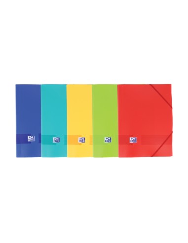 Oxford Live & Go A4+ Pasta com Elásticos - Capa Plástica Opaca - 3 Abas - Lombada 30mm - Cores Sortidas