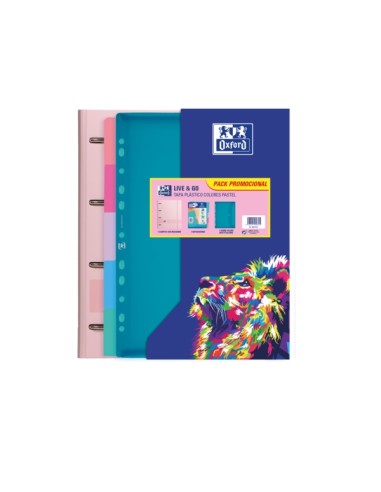 Oxford Live & Go Pasta Europeanbinder A4+ com Recarga Quadriculada 5x5 + Divisórias + Bolsa Multi-perfurada - Ideal para Organi