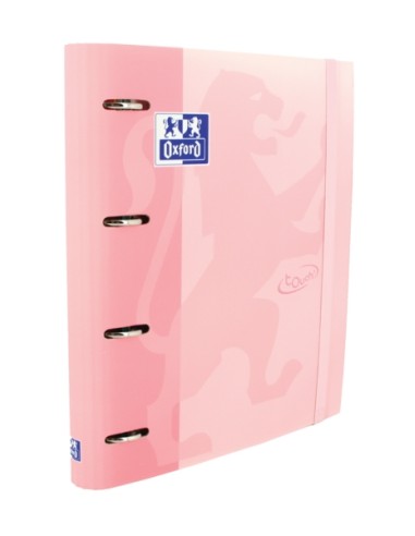 Oxford Europeanbinder Touch A4+ Pasta de Anéis com Refil Quadriculado 5x5 - Capa Dura - Fecho com Elástico - Cor Flamingo Paste