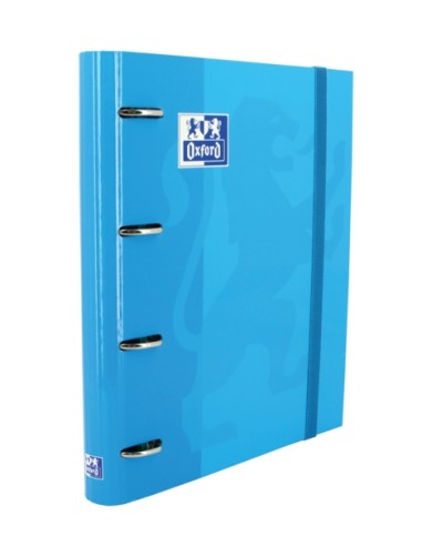 Oxford Europeanbinder Classic A4+ Pasta de Anéis com Refil Quadriculado 5x5 - Capa Dura - Fecho com Elástico - Cor Turquesa