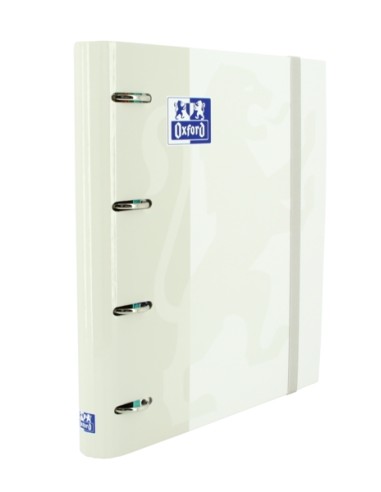 Oxford Europeanbinder Classic A4+ Pasta de Anéis com Refil Quadriculado 5x5 - Capa Dura - Fecho com Elástico - Cor Branca