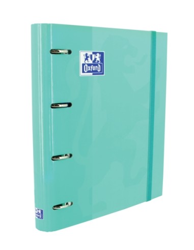 Oxford Europeanbinder Classic A4+ Caderno de Argolas com Recarga Quadriculada 5x5 - Capa Dura - Fecho com Elástico - Cor Ice Mi