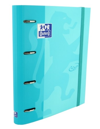 Oxford Europeanbinder Touch A4+ Pasta de Anéis com Refil Quadriculado 5x5 - Capa Dura - Fecho com Elástico - Cor Azul Pastel