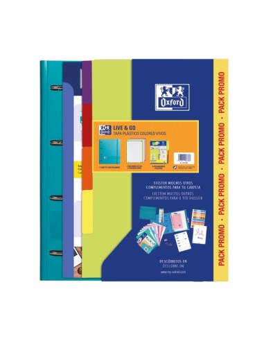 Oxford Europeanbinder Live & Go Pasta Tamanho A4+ com Refil + Divisórias - Capa de Plástico Polyfoam - Cores Vivas Aleatórias