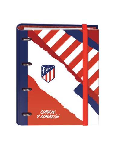 Dohe Atlético de Madrid Coraje y Corazón Pasta de 4 Argolas Formato A4 com Refil de 100 Folhas - 4 Divisórias Coloridas - Fecho