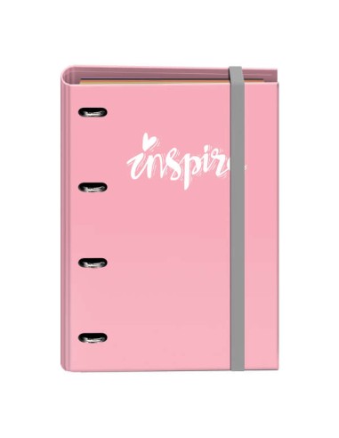 Dohe Série Pastel Pasta de 4 Argolas Formato A4 com Refil de 100 Folhas - 4 Divisórias de Cores - Fecho com Elástico - Argolas 