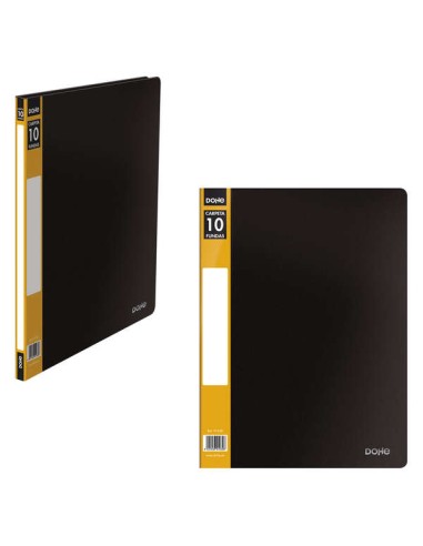 Dohe Pasta com 10 Envelopes A4 - Capa de Polipropileno Opaco - Bolso na Lombada - Envelopes Transparentes Soldados