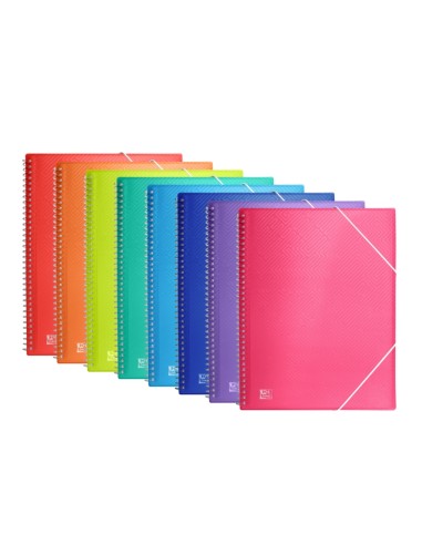 Oxford Urban A4 Pasta com 20 Envelopes com Espiral - Envelopes de 50 microns - Capa de Plástico Translúcido - Fecho com Elástic