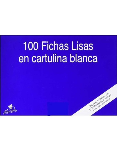 Pacote Mariola com 100 Fichas Lisas Nº1 para Arquivo - Medidas 95x65mm - Cor Branca