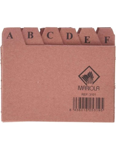 Mariola Índice A-Z Nº1 para Arquivo - Medidas 95x65mm - Cor Marrom