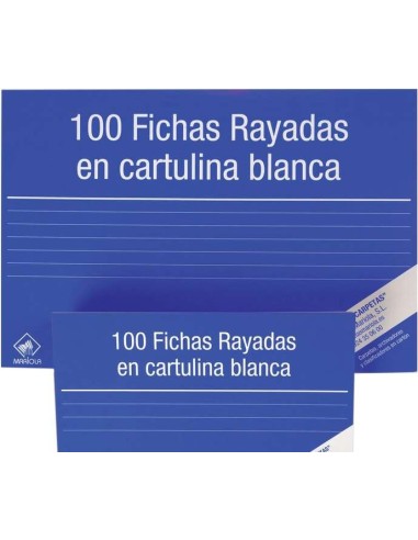 Mariola Pacote de 100 Fichas Linhadas Nº4 para Arquivo - Medidas 200x120mm - Cor Branca