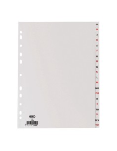 Elba Índice Alfabético Folio 20 Posições - Plástico Resistente de 120 Micras - Organização Alfabética Eficiente - Cor Cinza