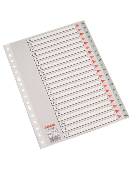 Esselte Índice Alfabético Plástico Capa Índice A-Z Multifuros - Tamanho Ofício - Cartolina Índice Papelão