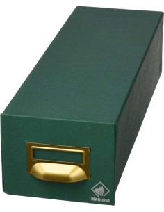Mariola Ficheiro Cartonado Forrado em Geltex Nº1 para 1000 Fichas - Medidas 125x95x350mm - Resistente e Durável - Cor Verde