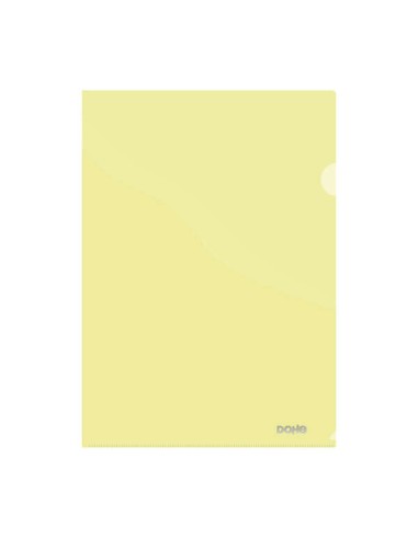 Dohe Pasta com Aba Premium Tamanho A4 - 210x297mm - Fabricada em Polipropileno Translúcido de 180 Micras - Cor Amarela