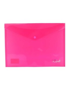Ingraf Pasta Porta-documentos A4 - Fecho de Pressão - Polipropileno Cristal Transparente - Cor Rosa