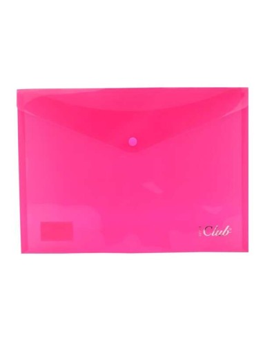 Ingraf Pasta Porta-documentos A4 - Fecho de Pressão - Polipropileno Cristal Transparente - Cor Rosa