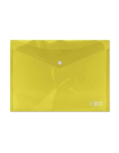 Ingraf Pasta Porta-documentos A4 - Fecho de Botão - Polipropileno Cristal Transparente - Cor Amarela