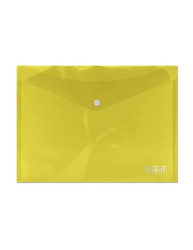 Ingraf Pasta Porta-documentos A4 - Fecho de Botão - Polipropileno Cristal Transparente - Cor Amarela