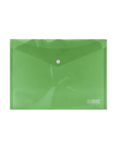 Ingraf Pasta para Documentos A4 - Fecho de Botão - Polipropileno Transparente Cristal - Cor Verde