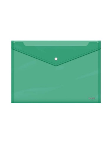 Dohe Envelope com Fecho de Botão - Tamanho Ofício Plus Horizontal - Polipropileno Cristal Transparente 150 Micras - Cor Verde