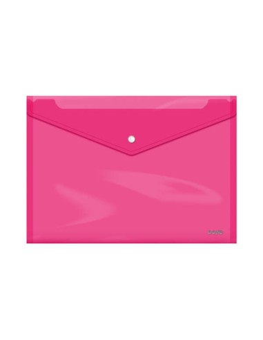 Dohe Pasta Portadocumentos Folio+ - Fecho de Broche - Polipropileno Cristal Transparente 150 Micras - Cor Rosa