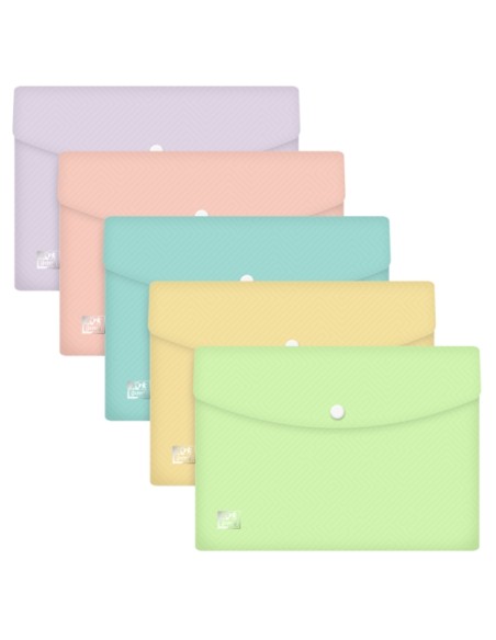 Oxford Urban A5 Pasta para Documentos de Plástico Rígido Translúcido A5 - Capacidade até 40 Folhas - Fecho de Pressão - Cores P