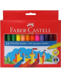 Faber-Castell Jumbo Pack de 24 Marcadores Ponta Grossa - Tinta à Base de Água Lavável - Cores Sortidas