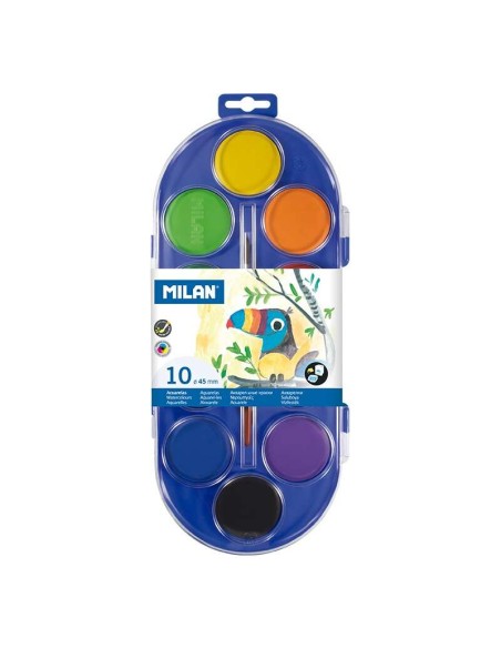 Estojo de 10 Aquarelas Ø45 mm + Pincel Série 101 - Misturável - Cores Sortidas