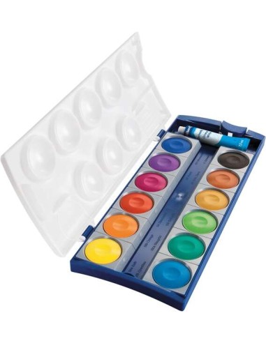 Pelikan Aquarelas Opaques 735/K12 Caixa 12 Pastilhas + 1 Tubo Branco - Cores Intensas e Fáceis de Diluir - Resistente à Luz - I