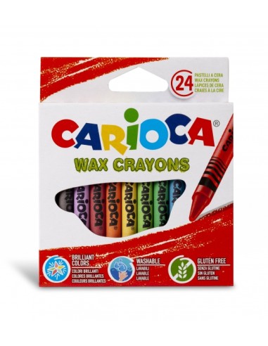 Carioca Pack de 24 Pastéis - Cores Brilhantes - Laváveis - Corpo de Ø 8mm - Cores Variadas