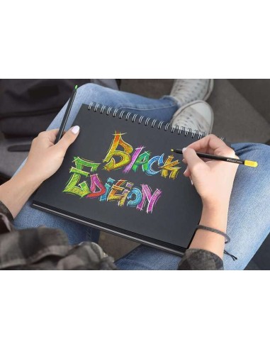 Faber-Castell Black Edition Caixa Metálica com 36 Lápis de Cor - Mina Supermacia - Madeira Preta - Ideais para Desenho em Papel