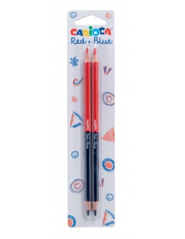 Carioca Blister 2 Lápis - Corpo Lacado Hexagonal - Mina de Ø 3.5mm - Cor Azul/Vermelho