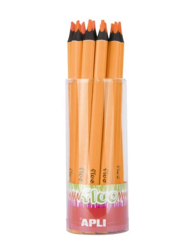 Apli Jumbo Fluor Lápis Triangulares 5mm de Espessura - Melhor Aderência e Maior Cobertura - Cor Laranja Fluor
